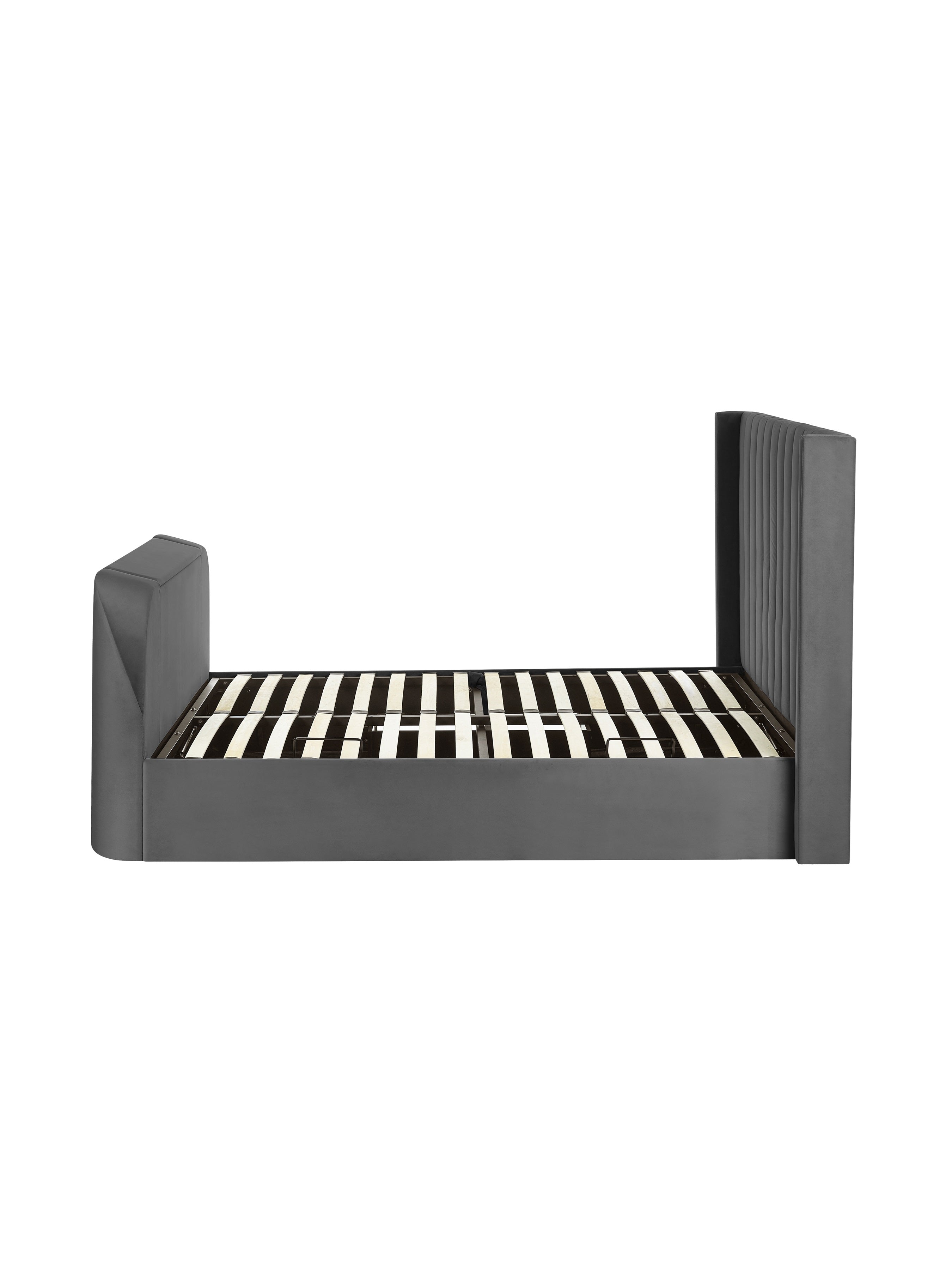 Alston Dark Grey Velvet Ottoman TV Bed King